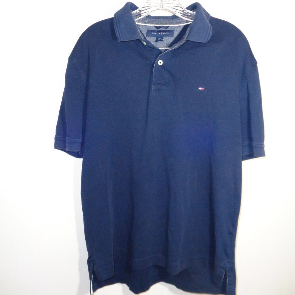 Tommy Hilfiger 2 Button Navy Blue Polo Shirt Sz. L